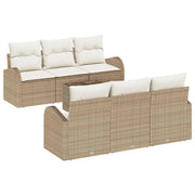 Set Divano da Giardino con cuscino 7 pcs Beige e Crema