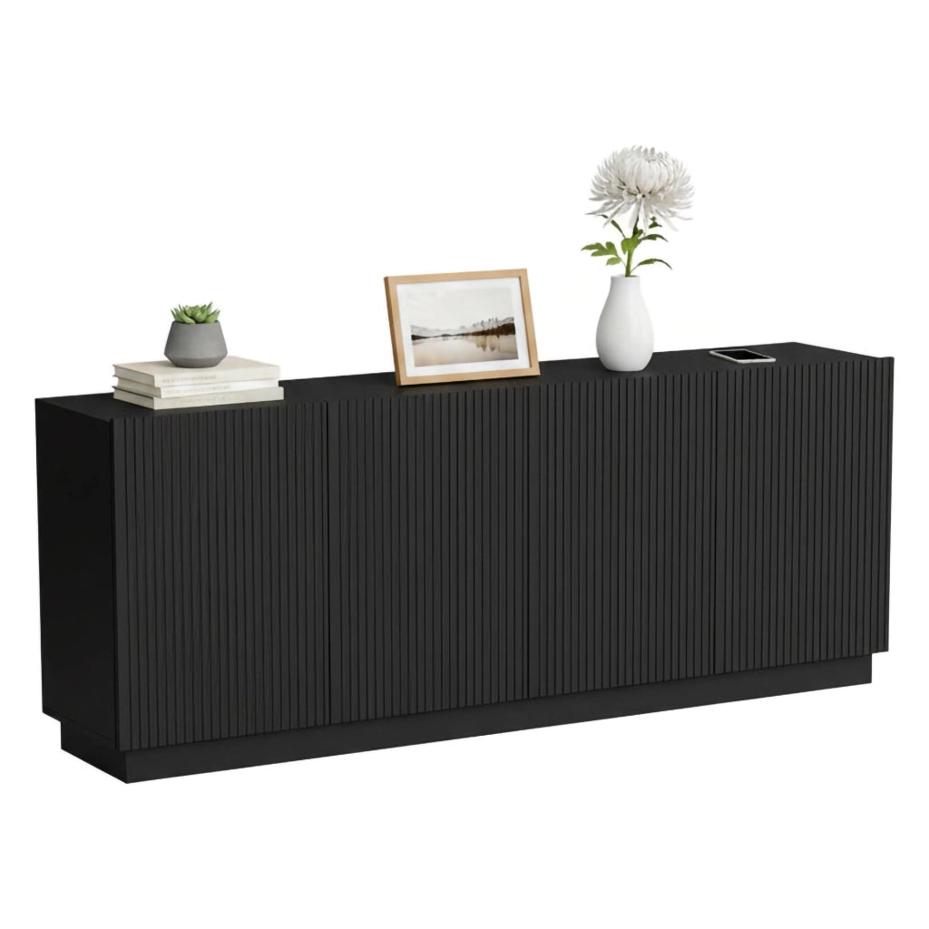Madia Masainas, Credenza 4 Ripiani, 200x40x78h cm Nero