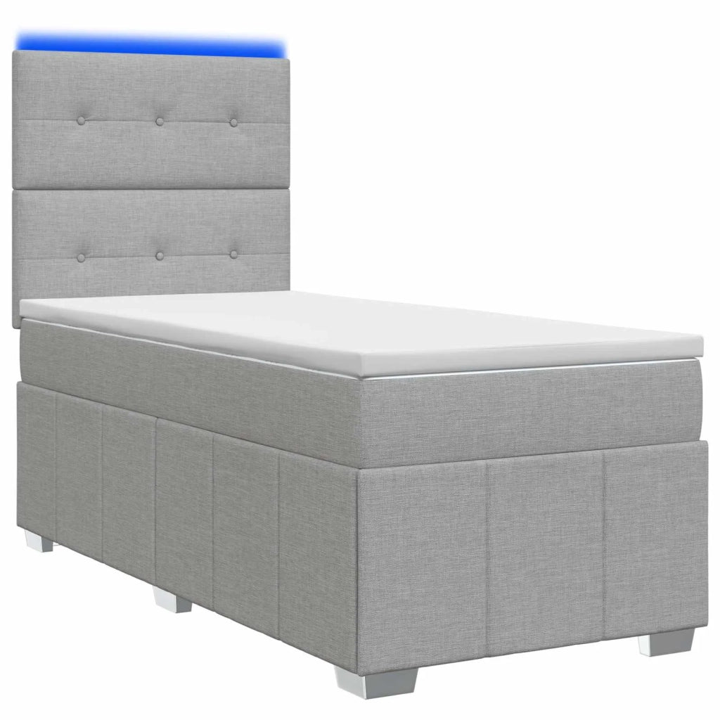 Letto Box Spring LED con Materasso Grigio Chiaro 80 x 200 cm 3455472