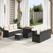 Set Divano da Giardino con cuscino 9 pcs Nero e Crema