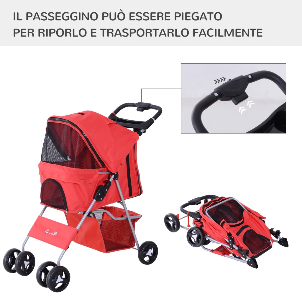 Carrozzina Pieghevole per Cani ¨C Minimal ¨C Rosso, 10 kg
