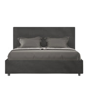 Letto queen size contenitore imbottito 150x210 microfibra sabbia Mika