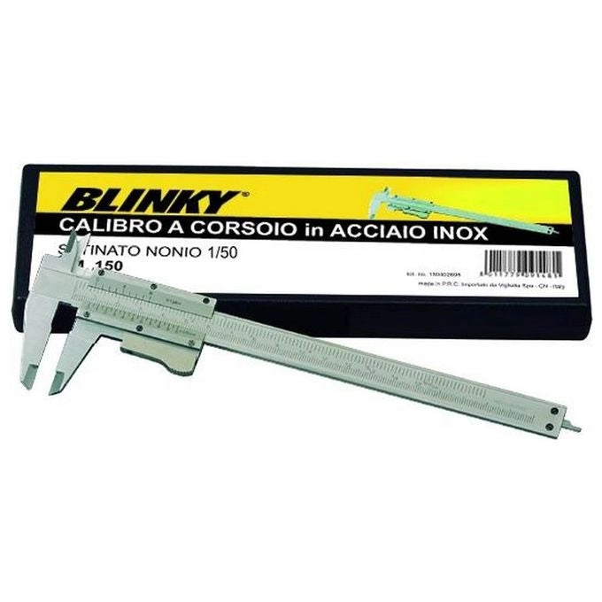 Blinky Calibro a Corsoio Nonio Acciaio Inox Satinato Scala 1-50 mm Portata 150 mm