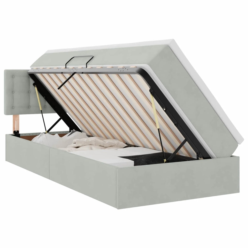 Letto con Contenitore Grigio chiaro 100 x 200 cm Velluto