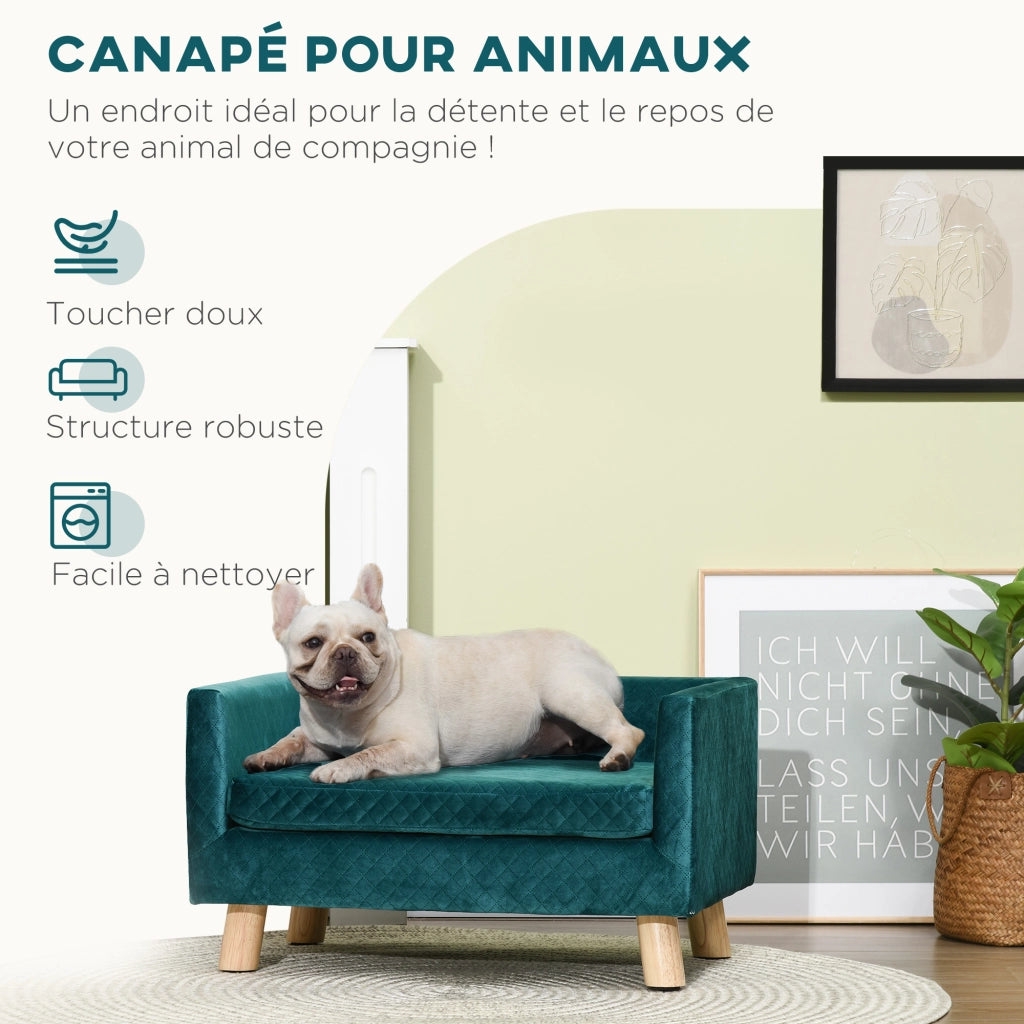 Letto per cani con cuscino ¨C Zephmum ¨C Velluto blu 64x45x36 cm