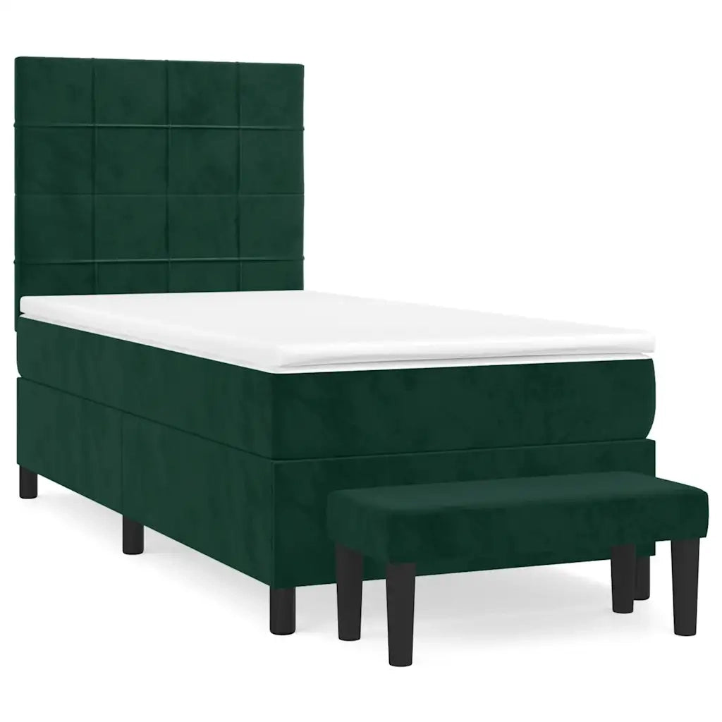 Giroletto a Molle con Materasso Verde Scuro 90x190 cm Velluto