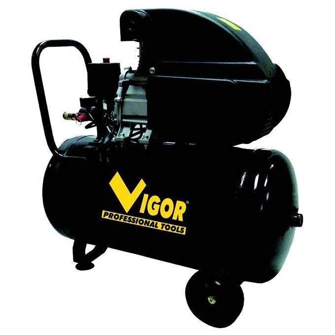Vigor VCA-50L Compressore d'aria 1 Cilindro Trasmissione Diretta 2 HP 50 L 8 bar Lubrificazione ad Olio 32 Kg