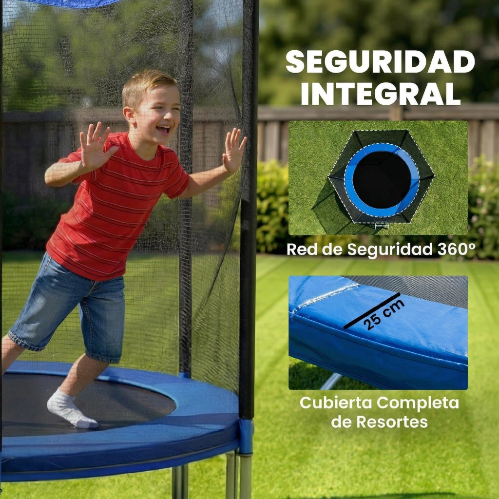 Trampolino Elastico per Esterno con Rete di Sicurezza ¨C Zephmum ¨C Blu ?305 cm