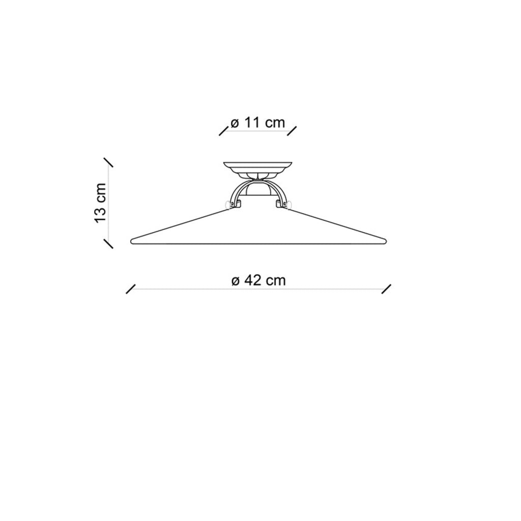 Plafoniera Industrial Minimal B&W Metallo Smaltato Nero 1 Luce E27 42Cm