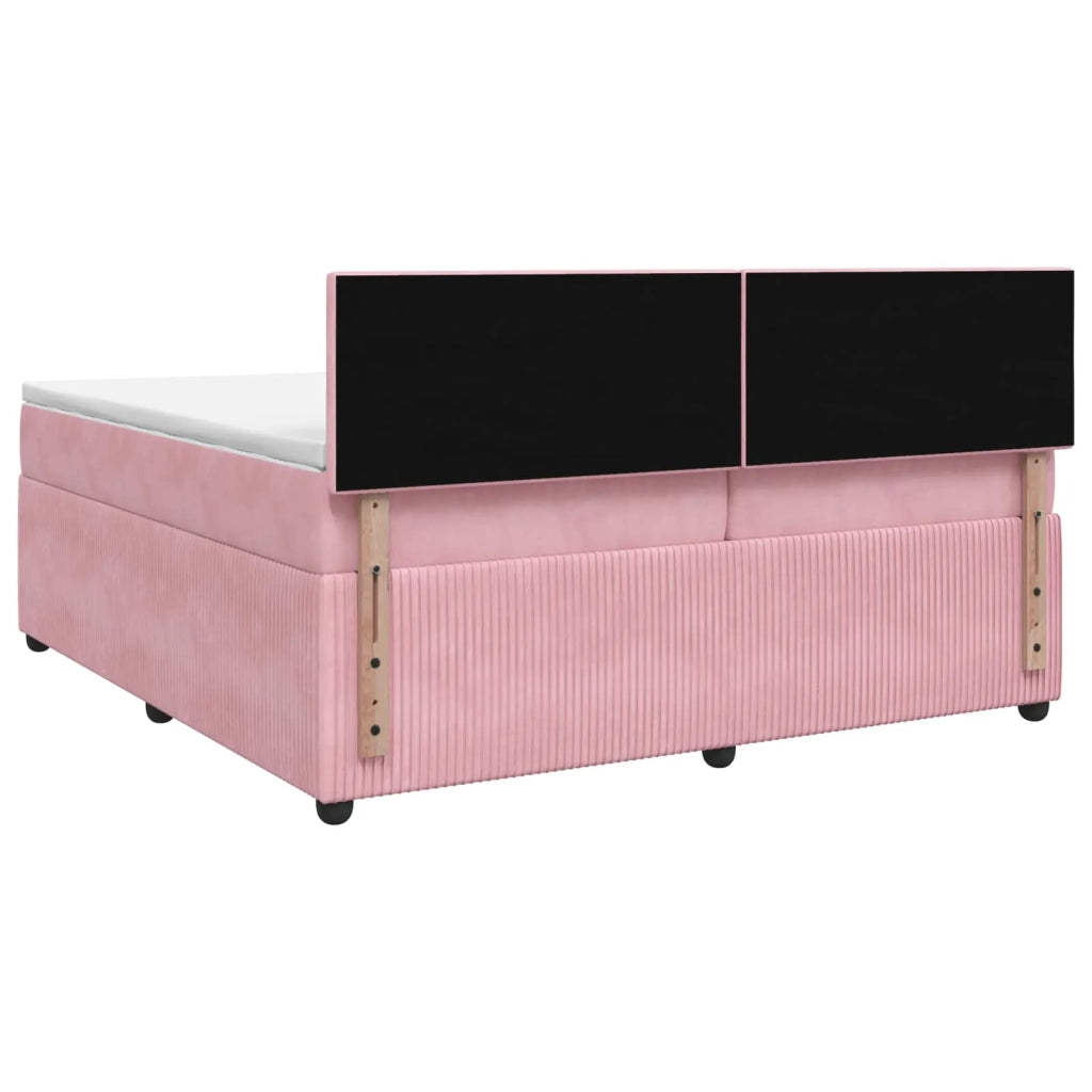 Letto box spring con materasso Rosa 200 x 200 cm Velluto 3453208