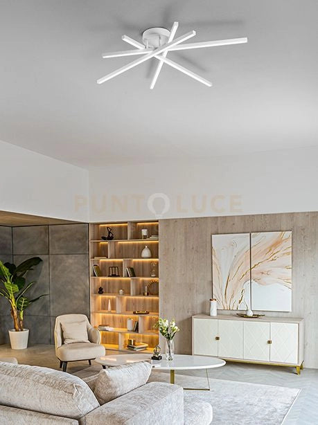 SYNCRO Plafoniera in alluminio verniciato bianco LED 58W 4060LM - CCT 3000K 4000K 6000K 4 DIFFUSORI ORIENTABILI