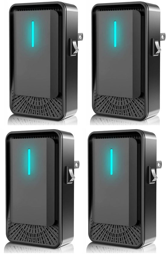 Pulitore d'aria per lampo - Tecnologia di ioni negativi - Funzionamento silenzioso per uso domestico - Pulitore d'aria con ioni negativi per camera da letto, ufficio, stanza per animali, bagno - 4 pezzi in nero
