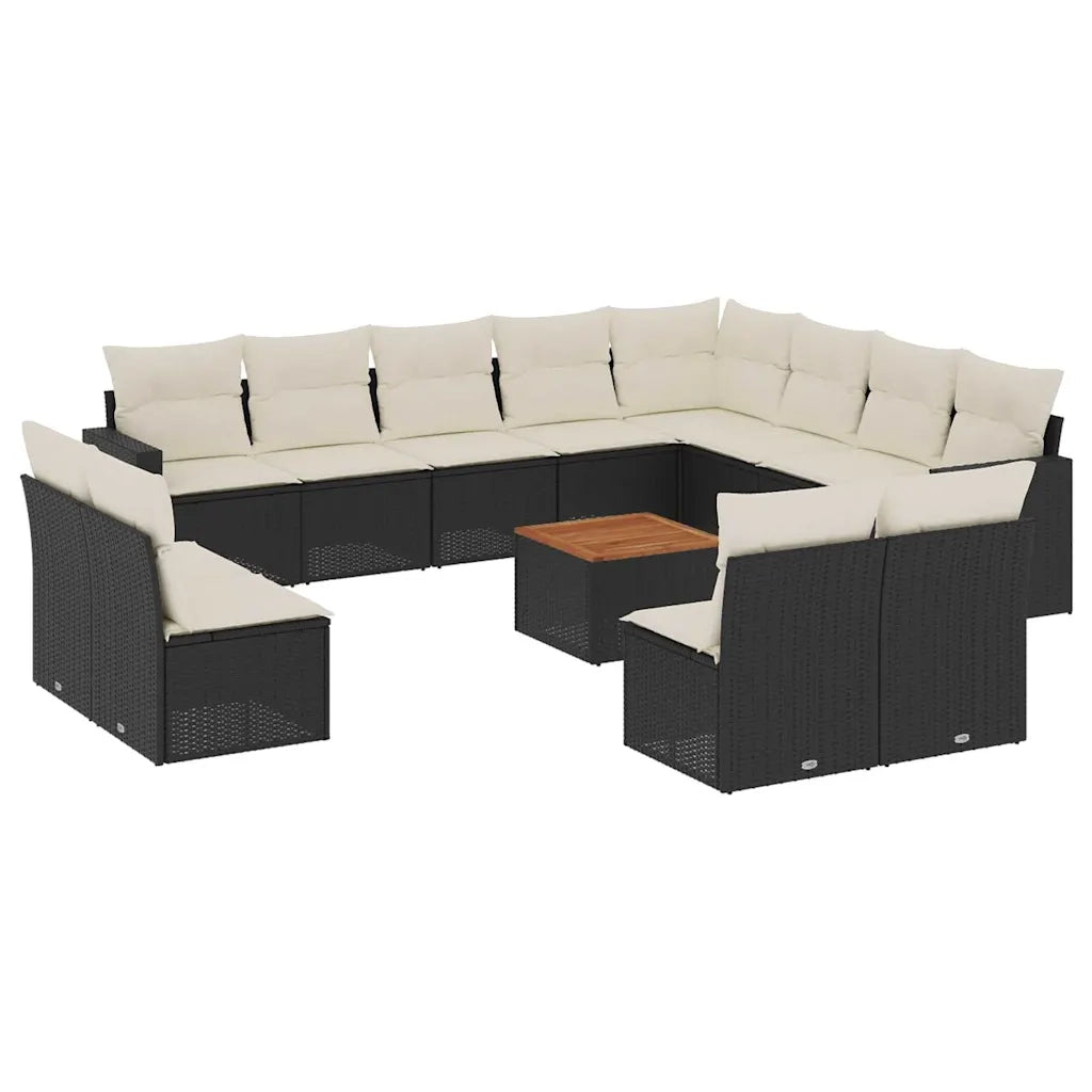 Set Divani da Giardino 13pz con Cuscini Nero in Polyrattan 3256700