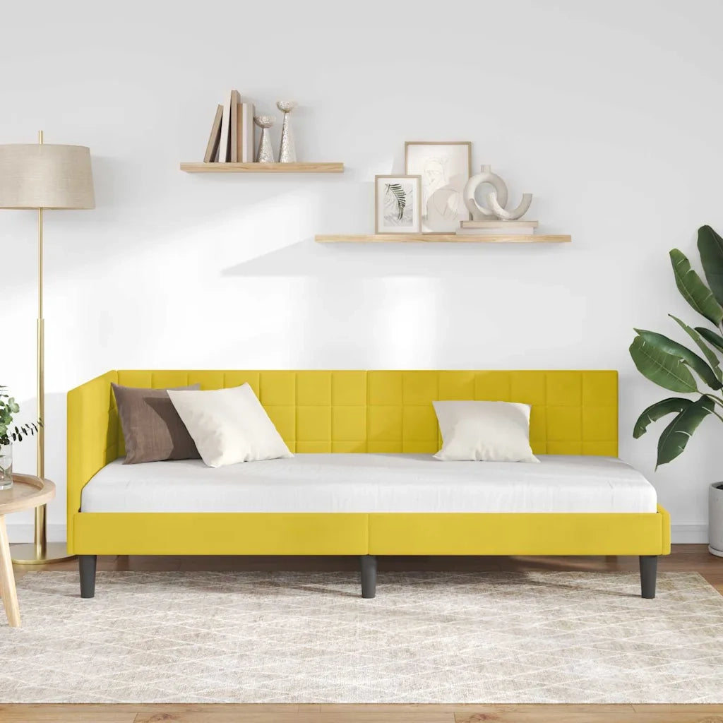 Cornice del letto ad angolo Giallo 80 cm x 200 cm Velluto 42016414