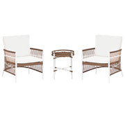 Set Balcone Bianco Alluminio Poliestere 2 Posti 2 Sedie e un Tavolo