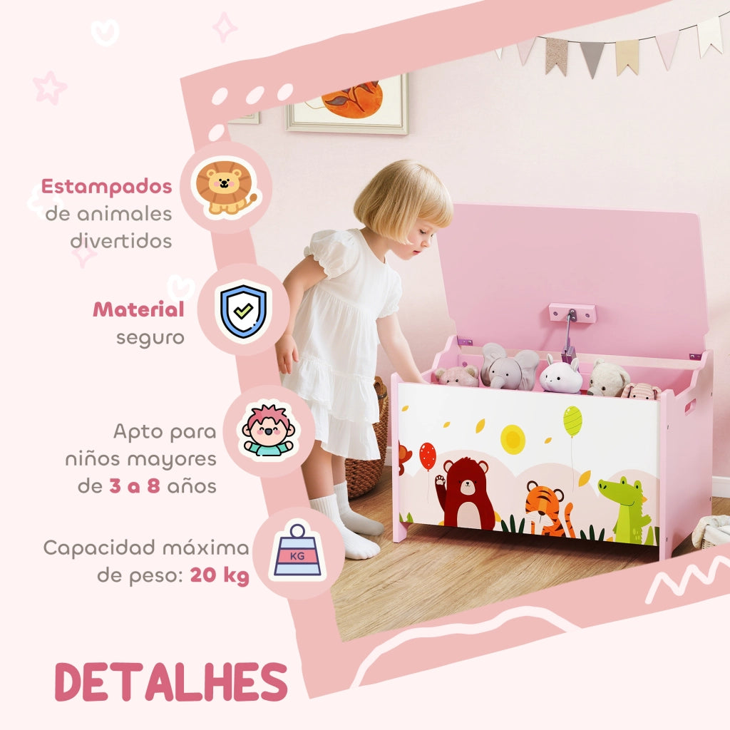 Cassa Giocattoli con Coperchio ¨C Minimal ¨C Rosa 60x37x39 cm