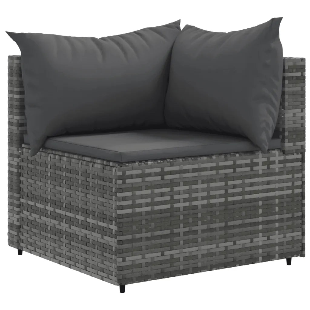 Set Divani da Giardino 10 pz con Cuscini in Polyrattan Grigio 3308282