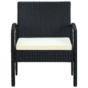 Sedia da Giardino | Sedie da Esterno con Cuscino in Polyrattan Nero