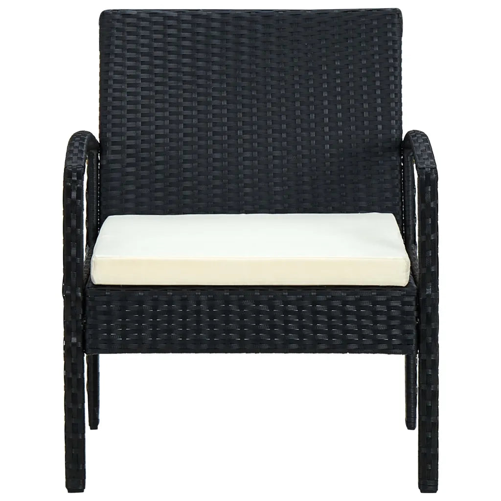 Sedia da Giardino | Sedie da Esterno con Cuscino in Polyrattan Nero