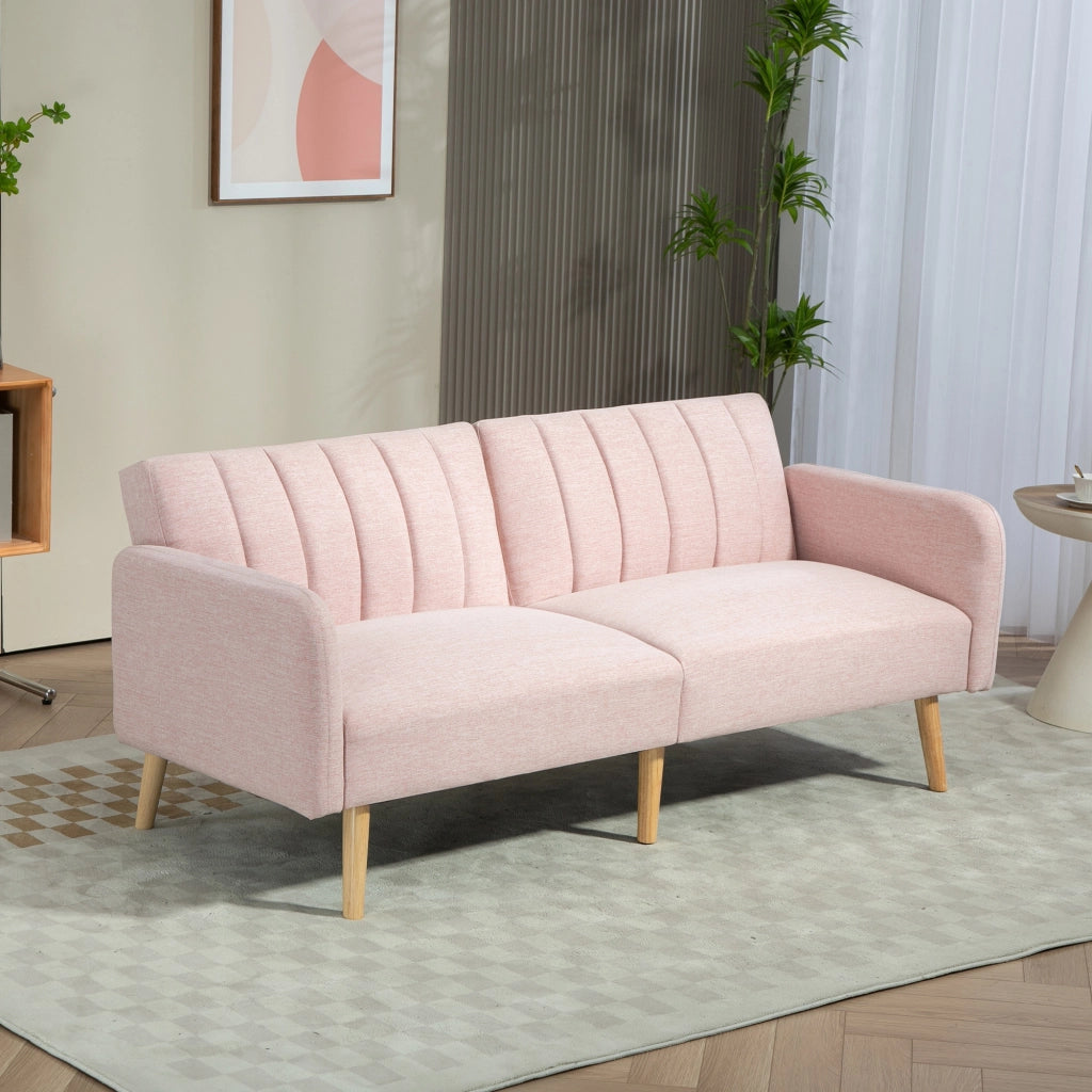 Divano letto 2 posti ¨C zephmum ¨C Tessuto rosa, struttura in legno