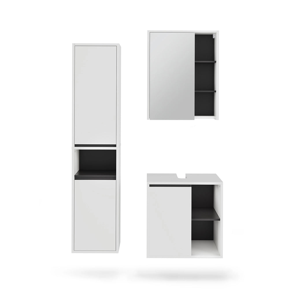 Vicco Set di mobili da bagno Bianco/Grigio 3 parti