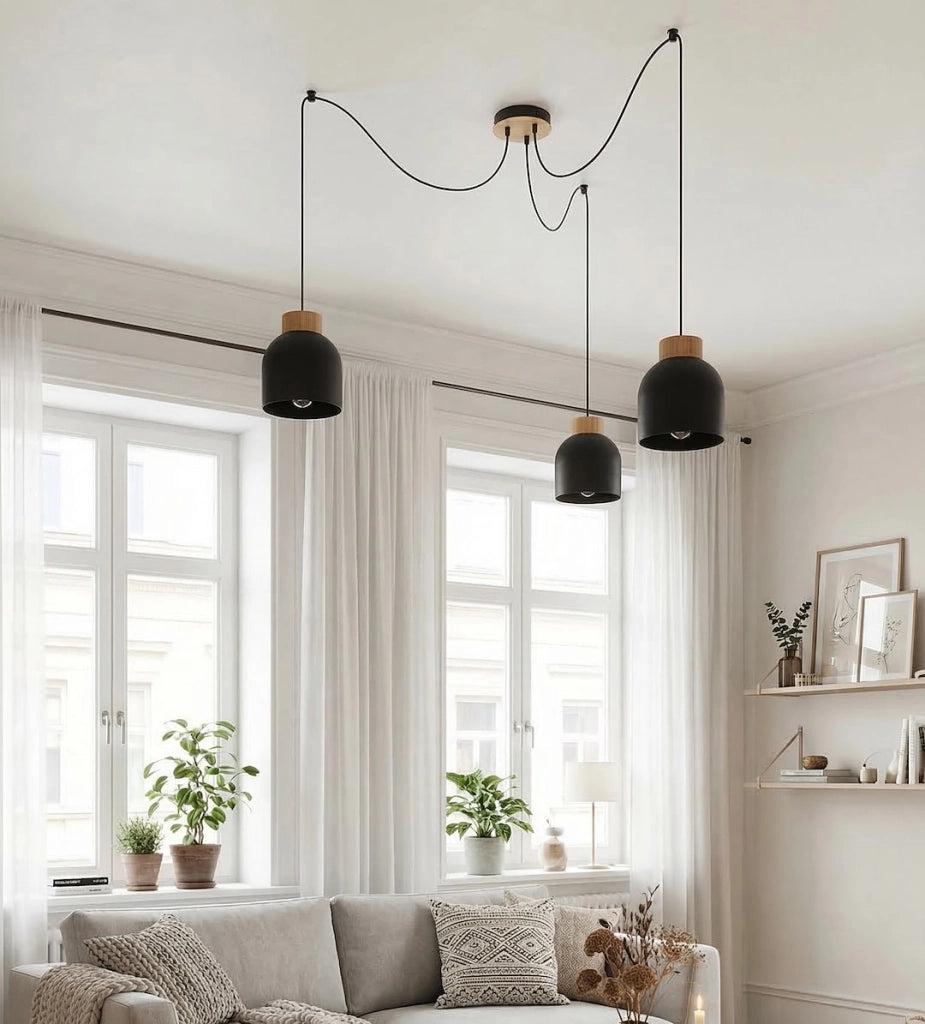 Lampada a sospensione KRU spider nera 3xE27 Emibig