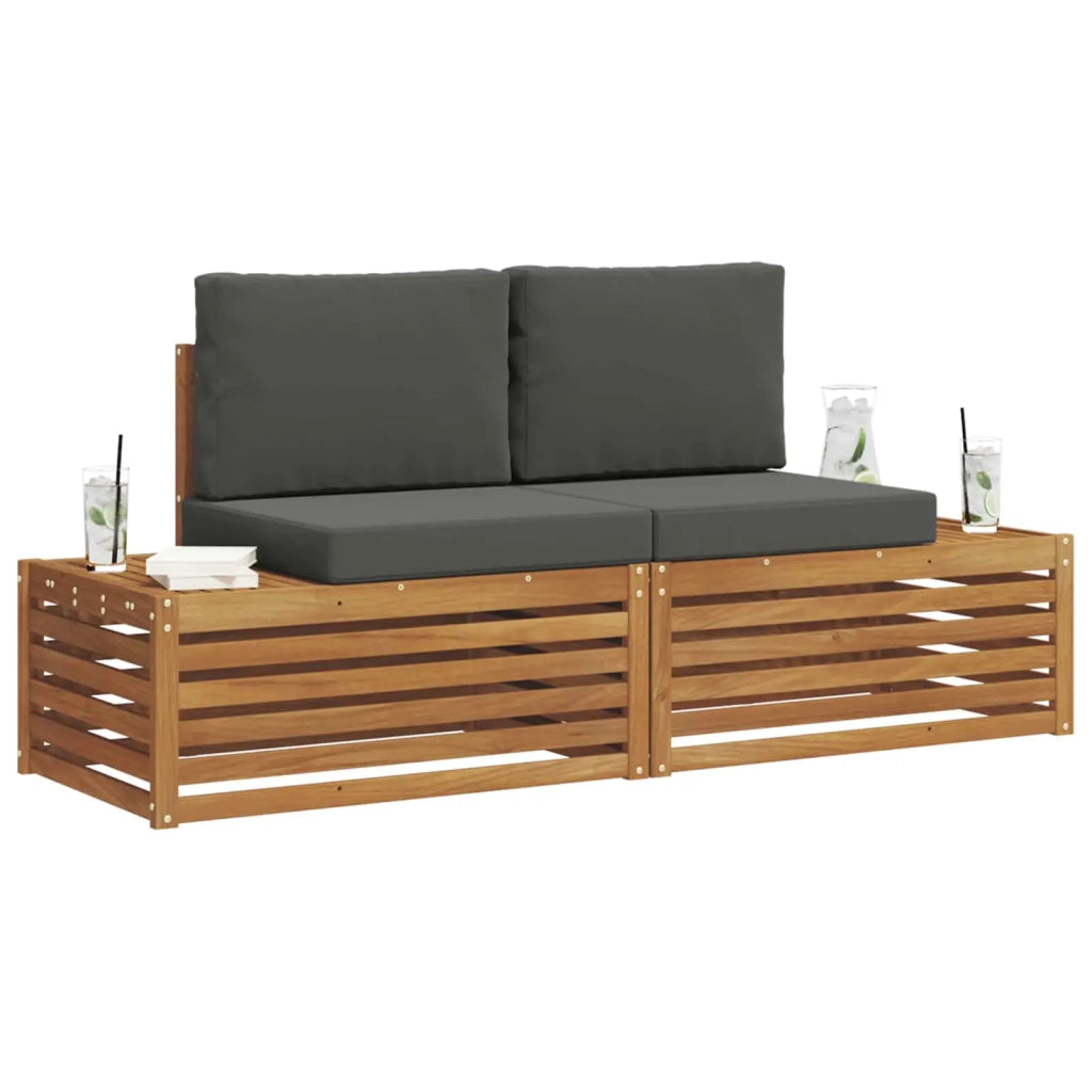 Set di divani da esterno-Sofa da giardino 2 Pezzo Naturale e Antracite