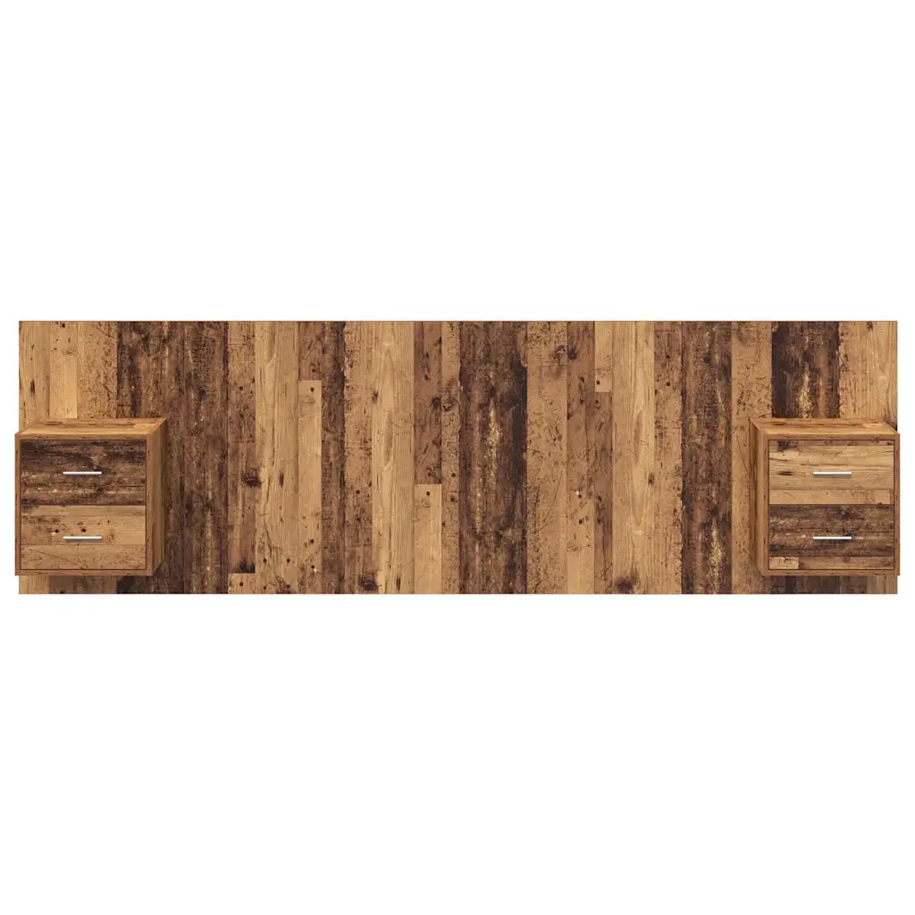Testata con Comodino 3 pcs Legno vecchio Legno multistrato 3415805