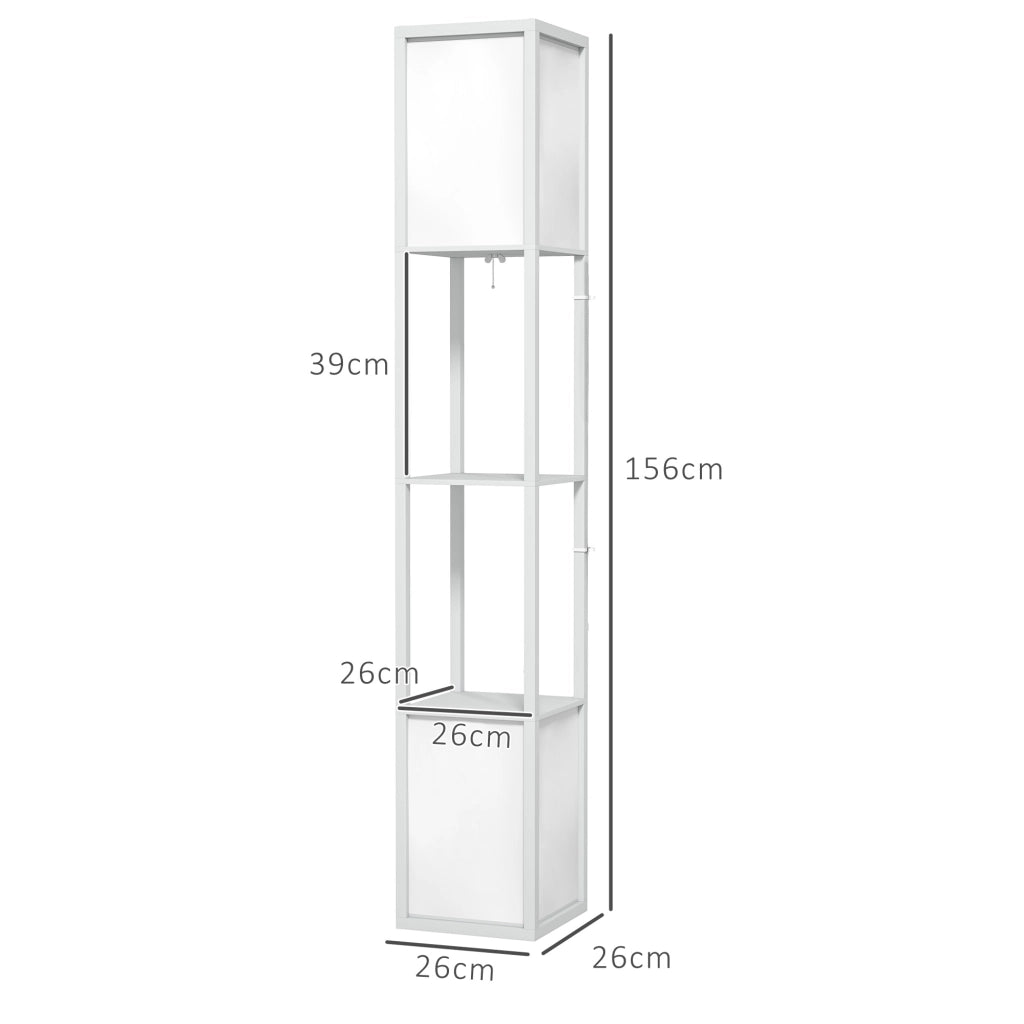 Lampada da Terra con 2 Ripiani ¨C zephmum ¨C Bianco 26x26x156 cm