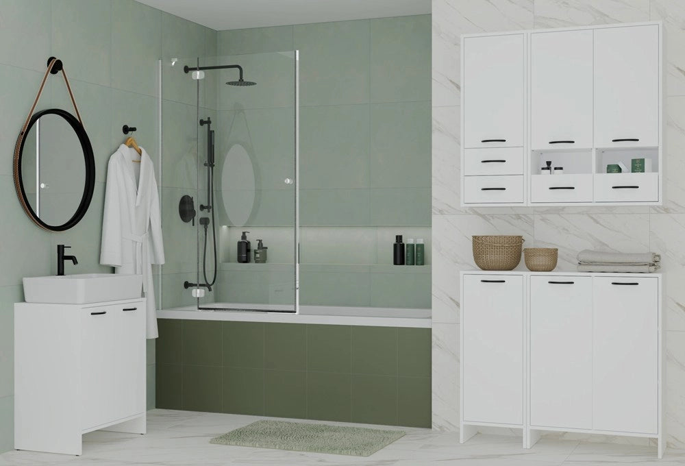 Mobile bagno sospeso NINA W1D2S bianco 2 cassetti 3 ripiani
