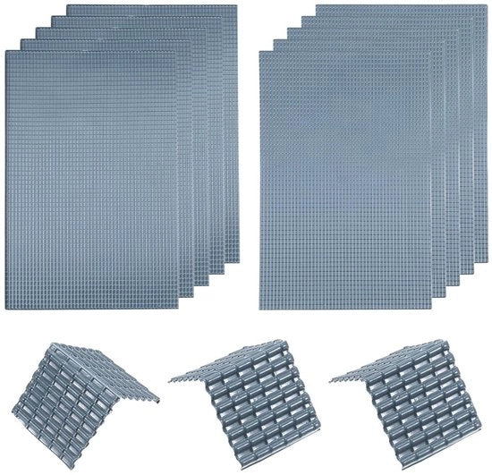 Modello di mattonelle da copertura in miniatura per costruzioni DIY di case per bambole - colore grigio scuro - pacchetto da 10 - scala 1:50