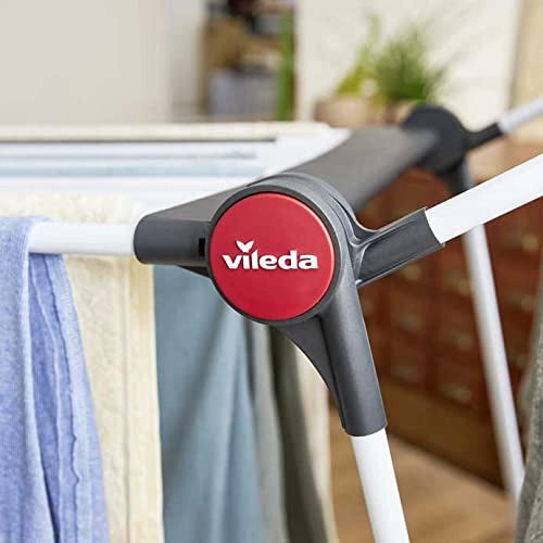 Stendino Infinity Flex Plus in Acciaio Verniciato Estensibile fino a 2 Metri con Ali Alte e Ruote Vileda