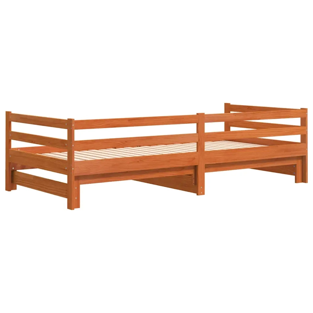 Divano con Letto Estraibile-Sofa Letto-Daybed Marrone Cera 80x200cm Massello Pino 867794