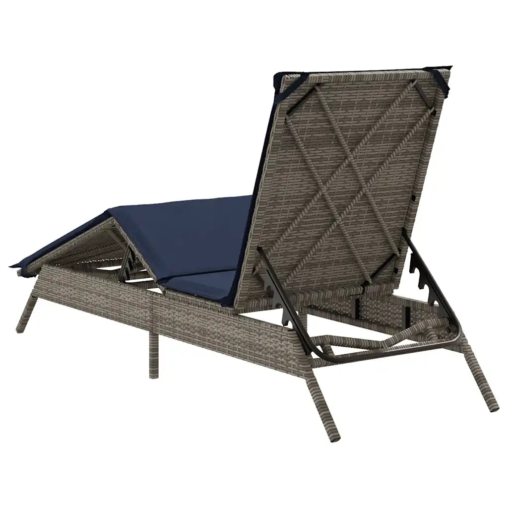 Lettino prendisole con Cuscino in Polyrattan Grigio 4002707