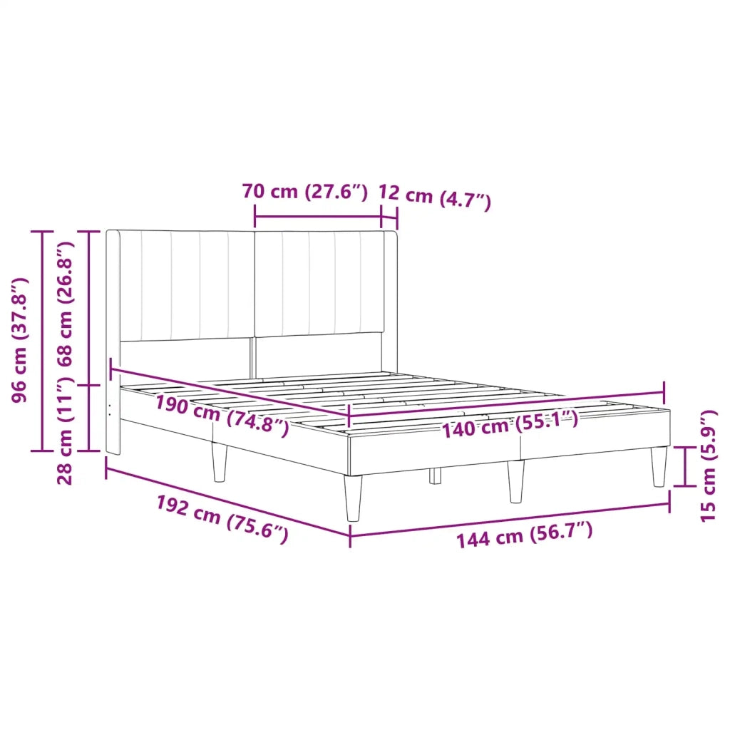 Struttura del letto con testiera Rosa 140 x 190 cm Velluto 42027506