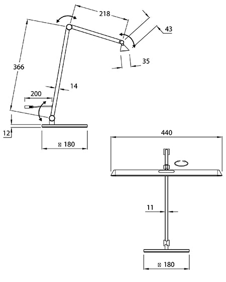 Lampada da Tavolo Beba LED 12W Bianca, Tecnologia CCT 3000K-4000K-6000K, Struttura in Alluminio e Metacrilato, Dimmerabile a Tatto - Beba