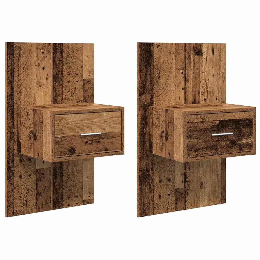 Set di 2 Comodini | Armadio da Notte | Mobiletto da notte Legno vecchio 50 x 32,5 x 80cm