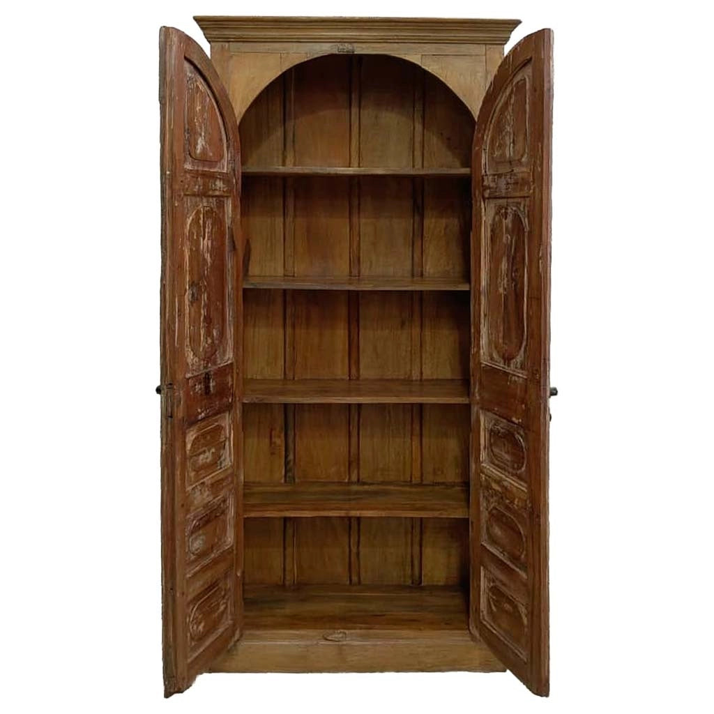 Armadio in legno con finitura artigianale marrone, 97x36x210h cm