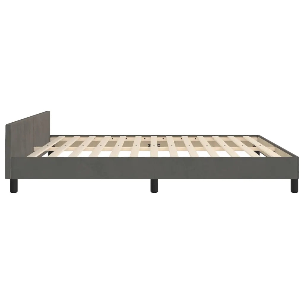 Letto matrimoniale | Letto per adulti | Giroletto con Testiera Grigio Scuro 180x200 cm in Velluto