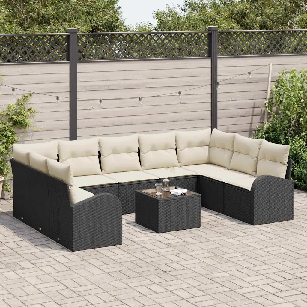 Set di divani con cuscino 10 pcs Nero Rattan in Polipropilene 3346207
