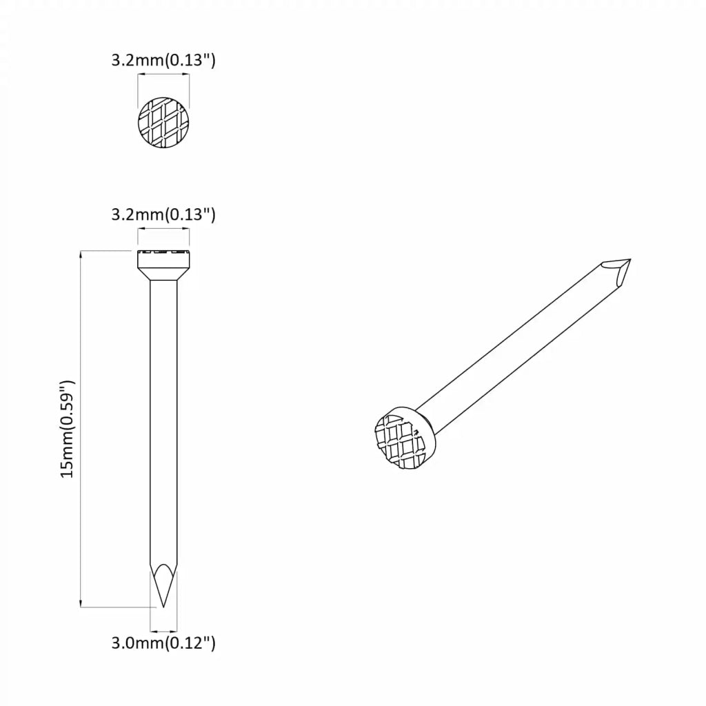 Chiodi per Legno 2 pcs Argento Ø 3 x 15 mm Metallo 864373
