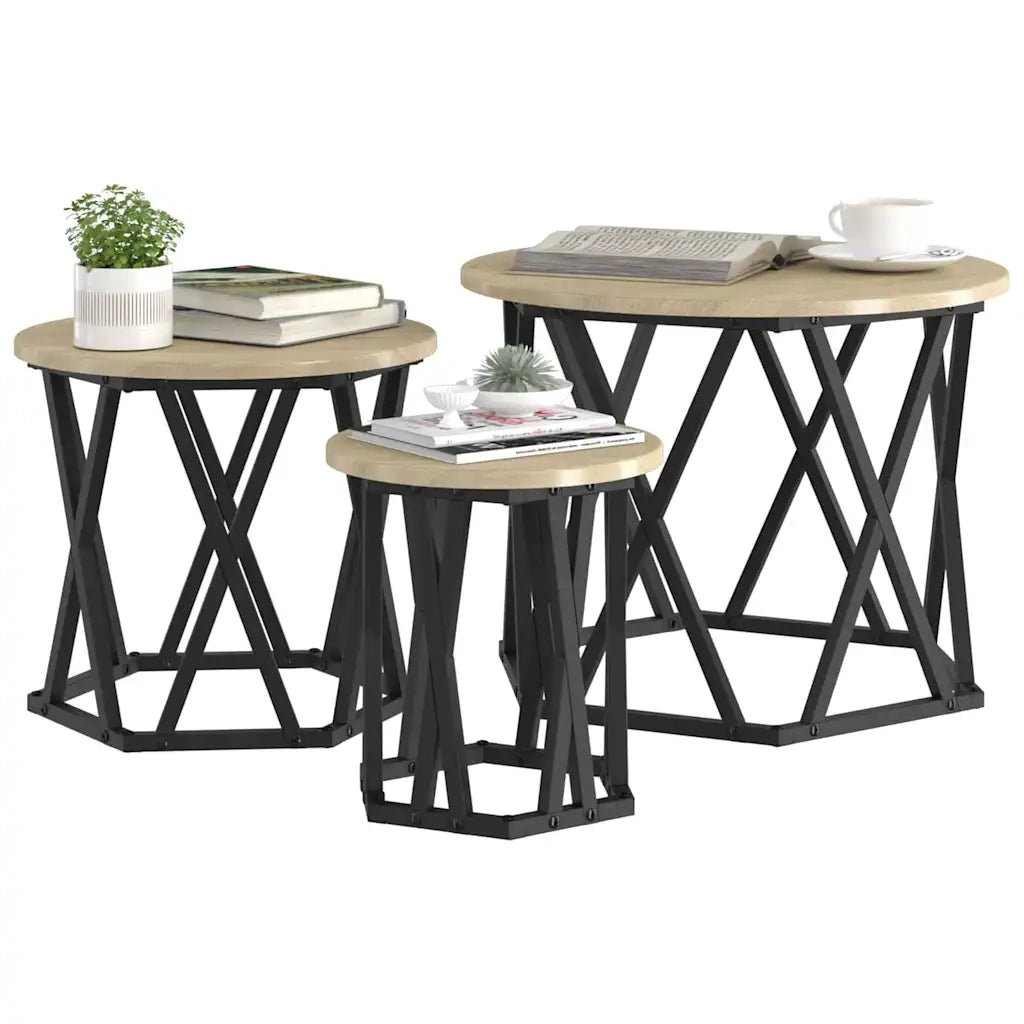Tavolo Laterale Nesting 3 pcs Rovere Sonoma 868256