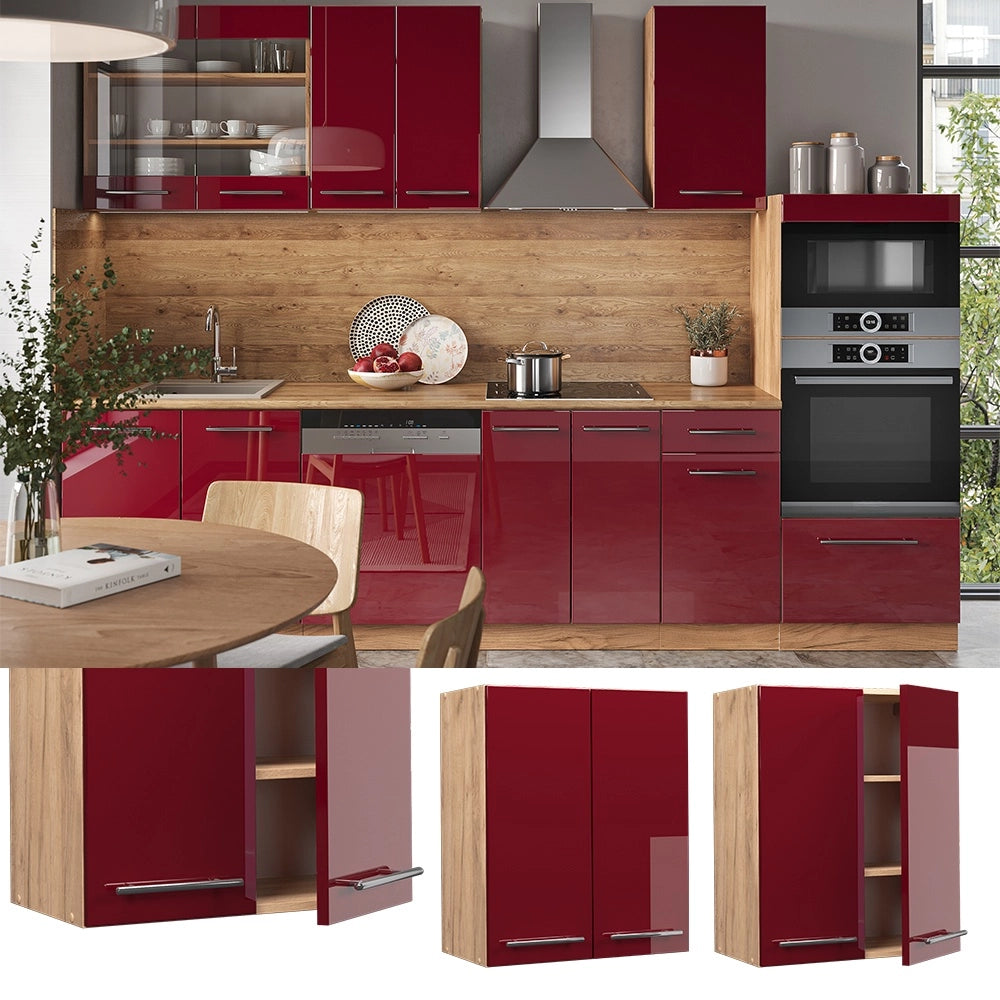 Pensile da cucina Fame-Line Bordeaux lucido/Rovere dorato 60 cm Vicco
