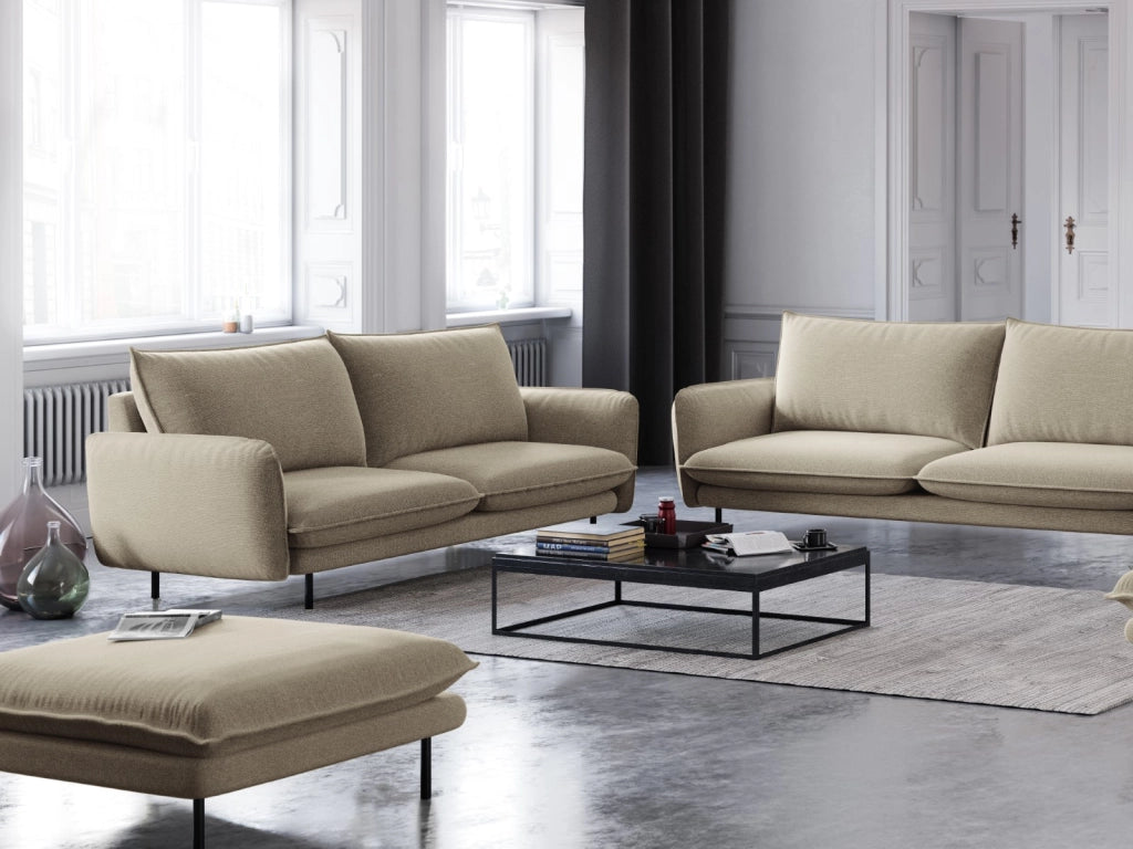 Cosmopolitan Design - Divano "Vienna" 2 posti in tessuto strutturato beige 
