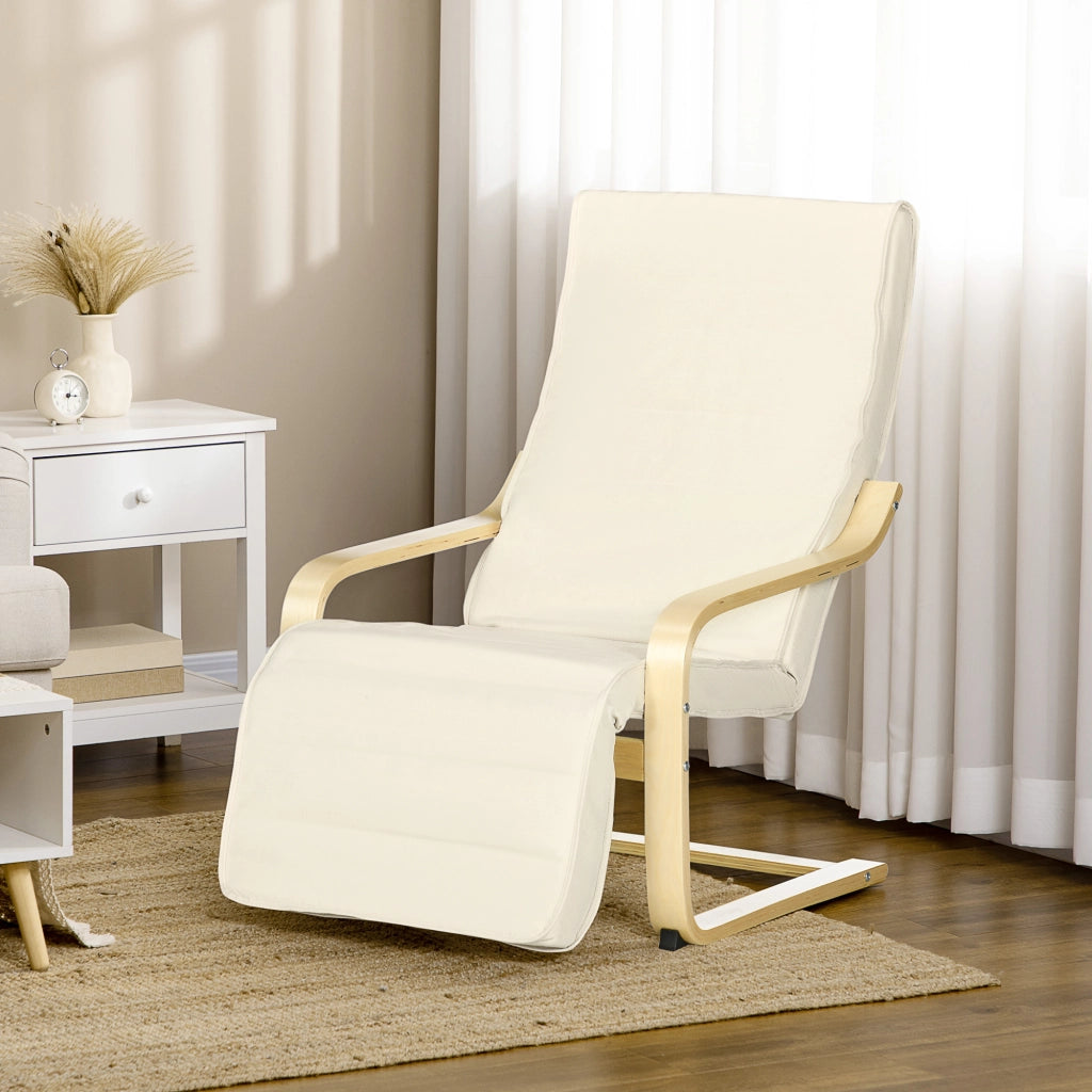 Poltrona Relax con Poggiapiedi Regolabile ¨C Minimal ¨C Tessuto Crema 66,5x94x100cm