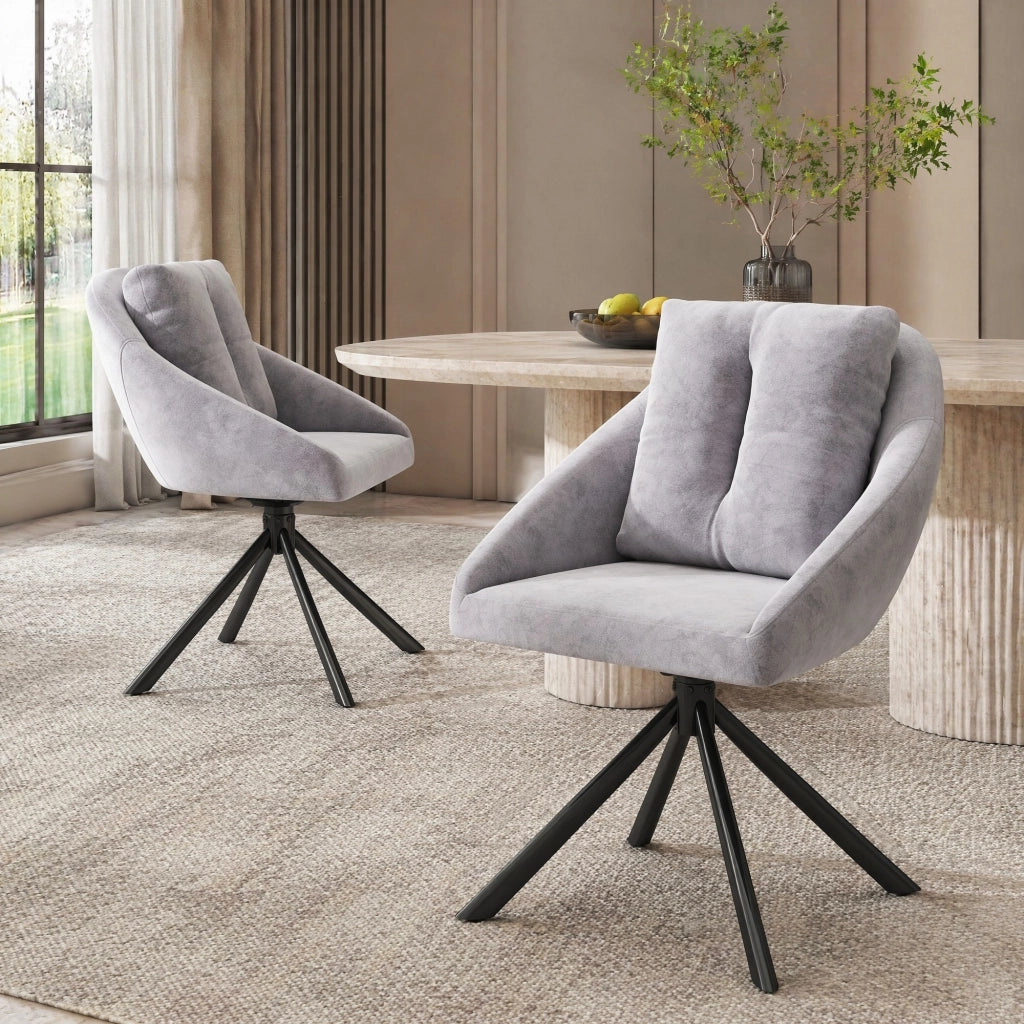 SEDIA Girevole 360° in Velluto Grigio Set da 2 pezzi