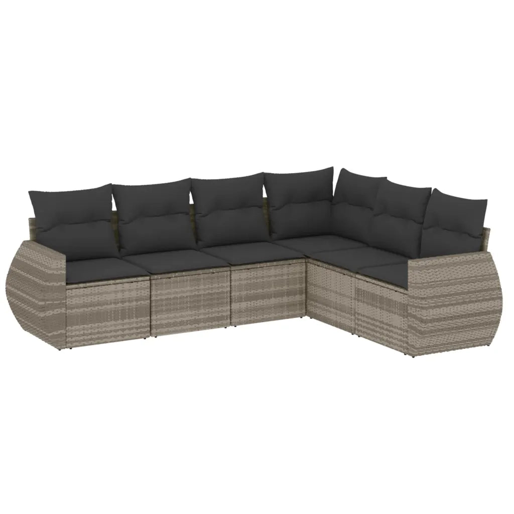 Set Divano da Giardino 6pz con Cuscini Grigio Chiaro Polyrattan 3221411