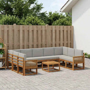 Set di divani da esterno 10 pz Naturale e Grigio Chiaro 3385557