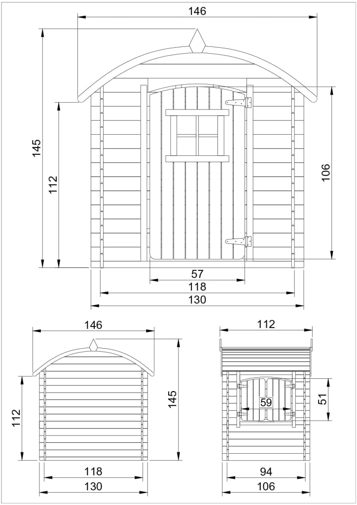 Casetta legno per bambini CON PAVIMENTI - L112xL146xA145cm/ 1,1m2 -  Timbela M505