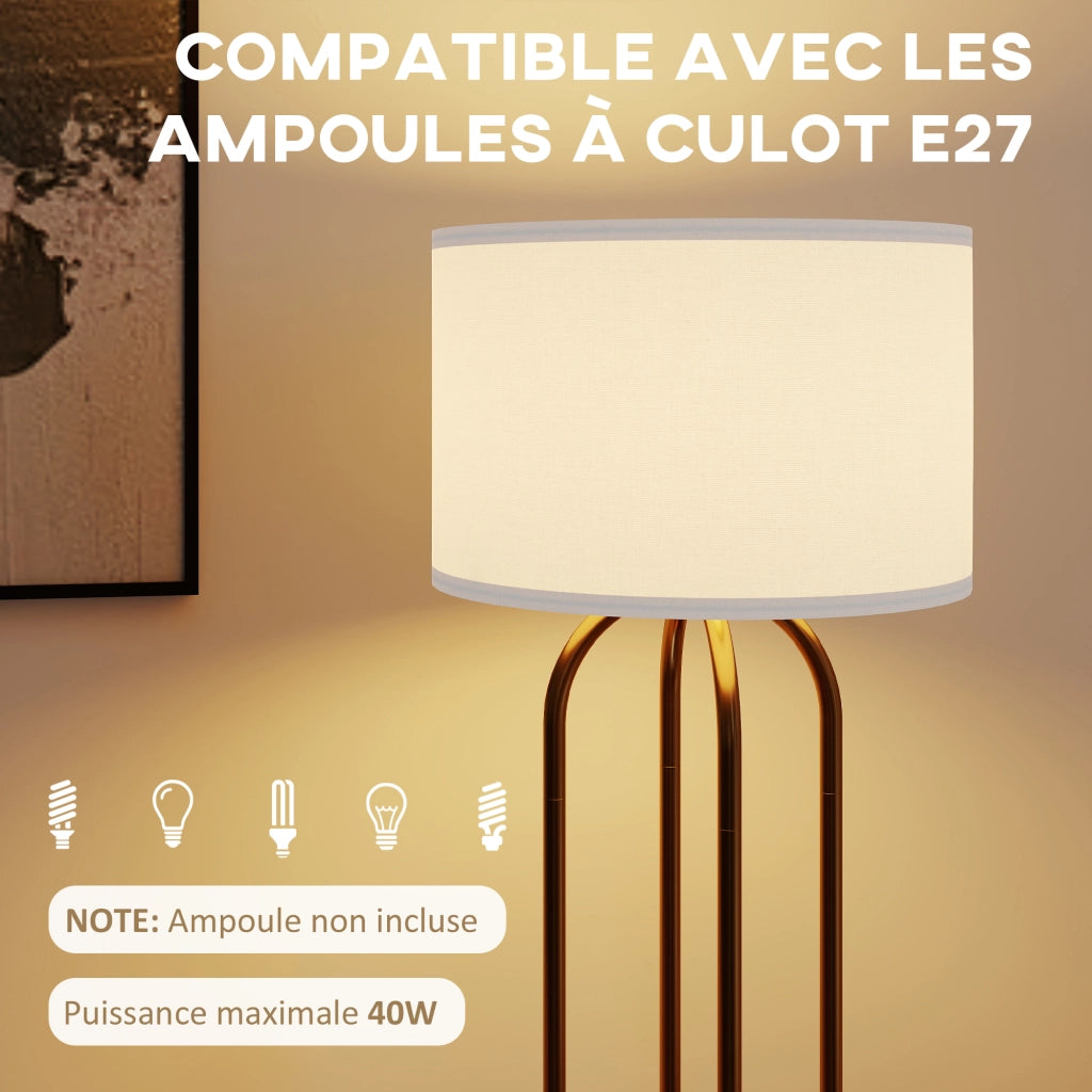 Lampada da terra ¨C Minimal ¨C dorato e beige ?38x161cm